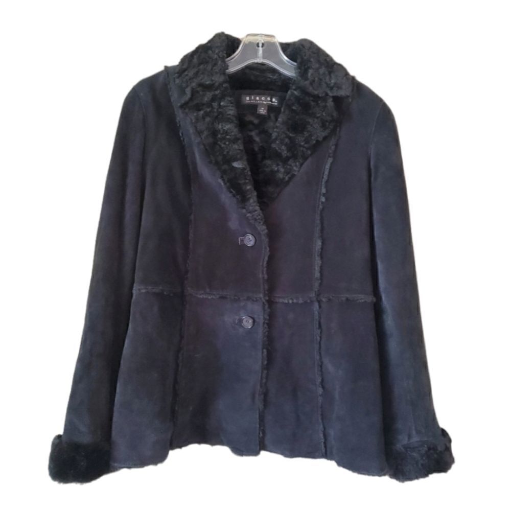 Giacca  Women's Genuine‎  Suede Leather Penny Lane Black Jacket Size Medium Y2K